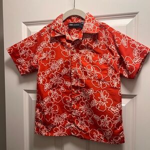 Faded Glory Red/Orange and White Button Up Shirt